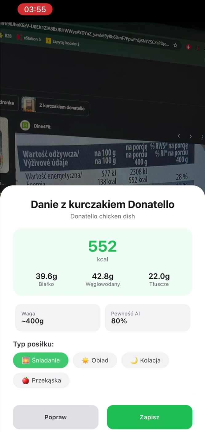 AI analizuje kalorie i makro